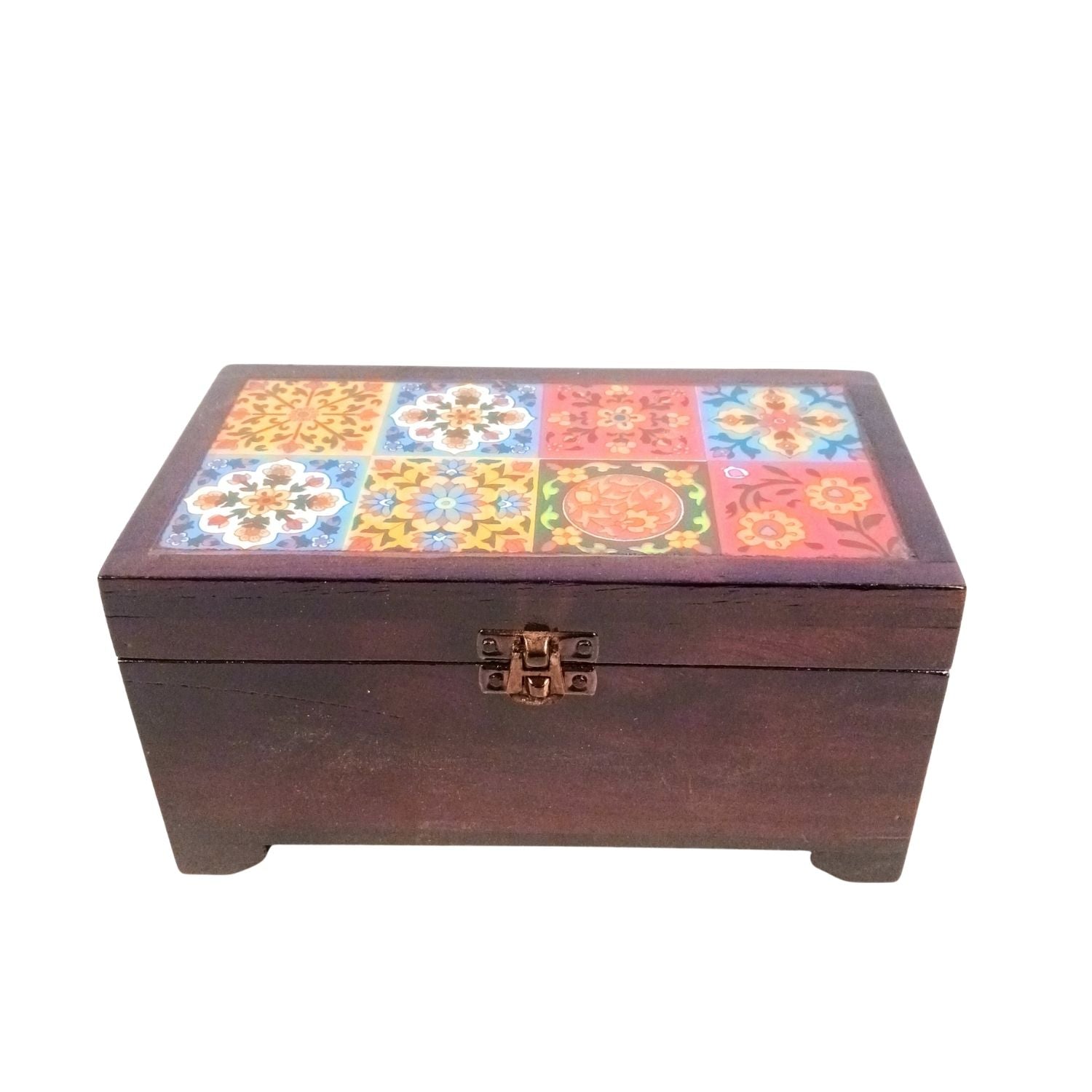 Wooden Jewellery Box with Ceramic Tile   – 9 Inch