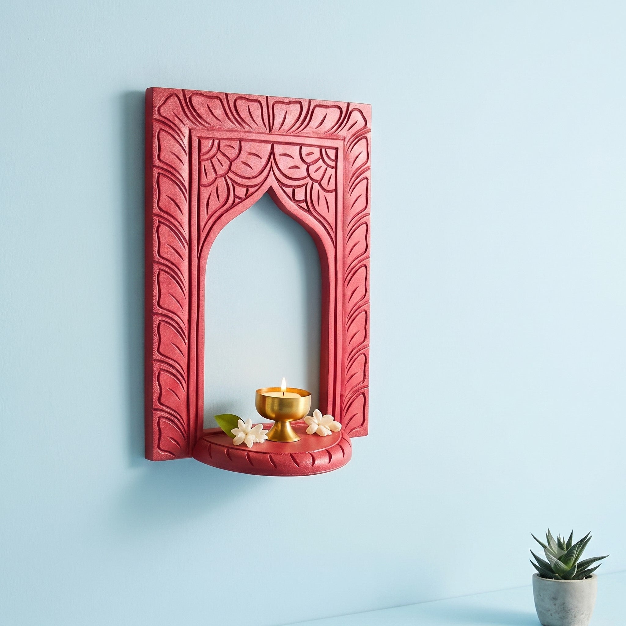 Wooden Jharokha Window Wall Hanging | Rajasthani Decor - 14 inch-Apkamart