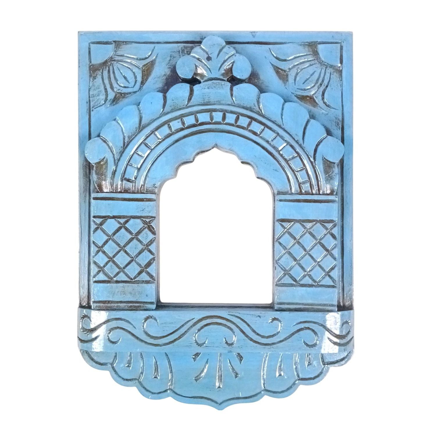 Wooden Jharokha Frame | Rajasthani Wall Decor - 11 inch-Apkamart