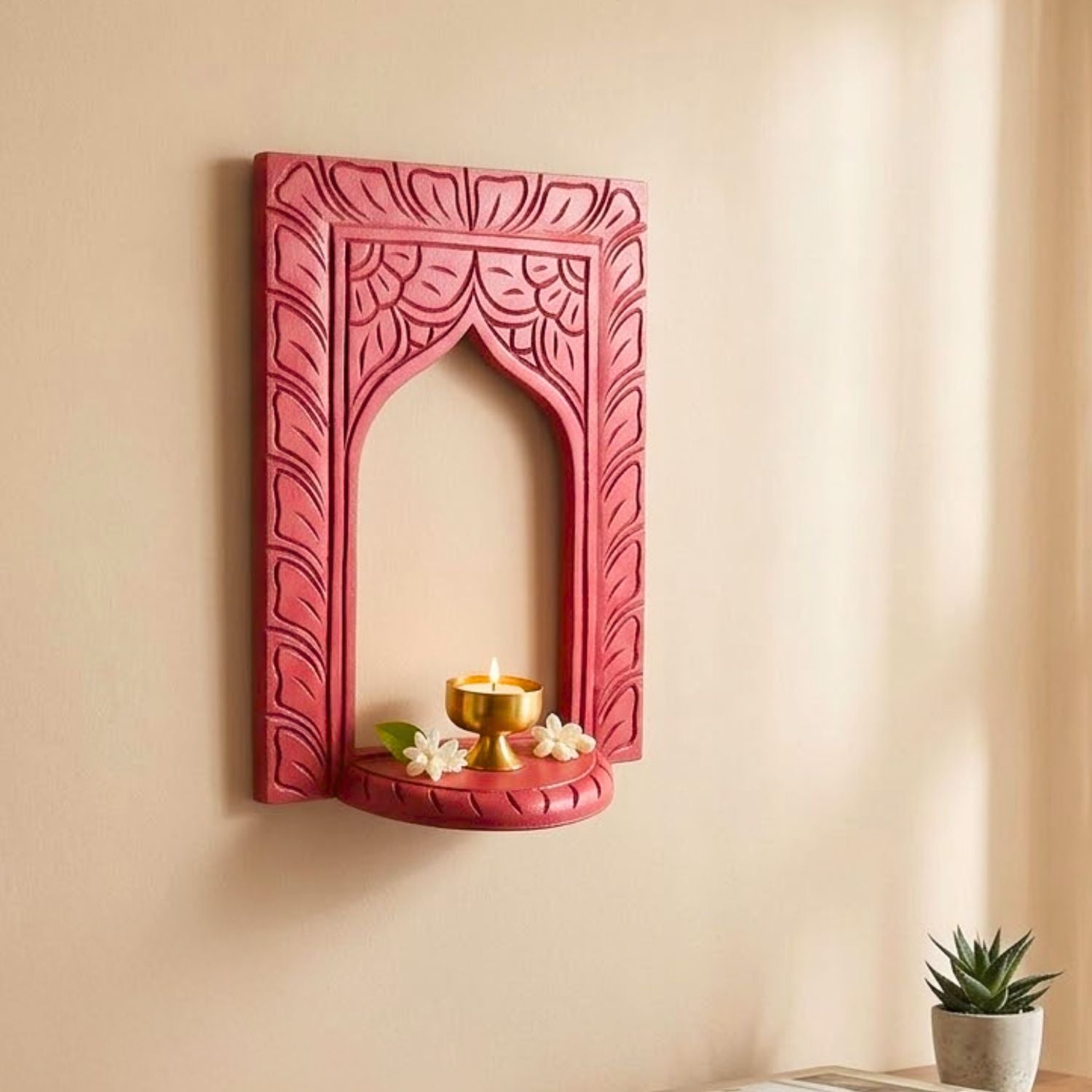 Wooden Jharokha Window Wall Hanging | Rajasthani Decor - 14 inch-Apkamart