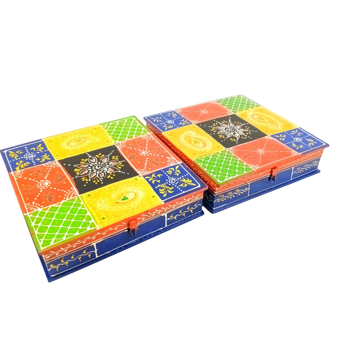 Wooden Dry Fruit Box Set of 2 With 6 Compartments - 10 Inch