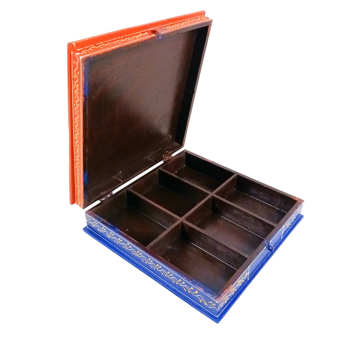 Wooden Dry Fruit Box Set of 2 With 6 Compartments - 10 Inch
