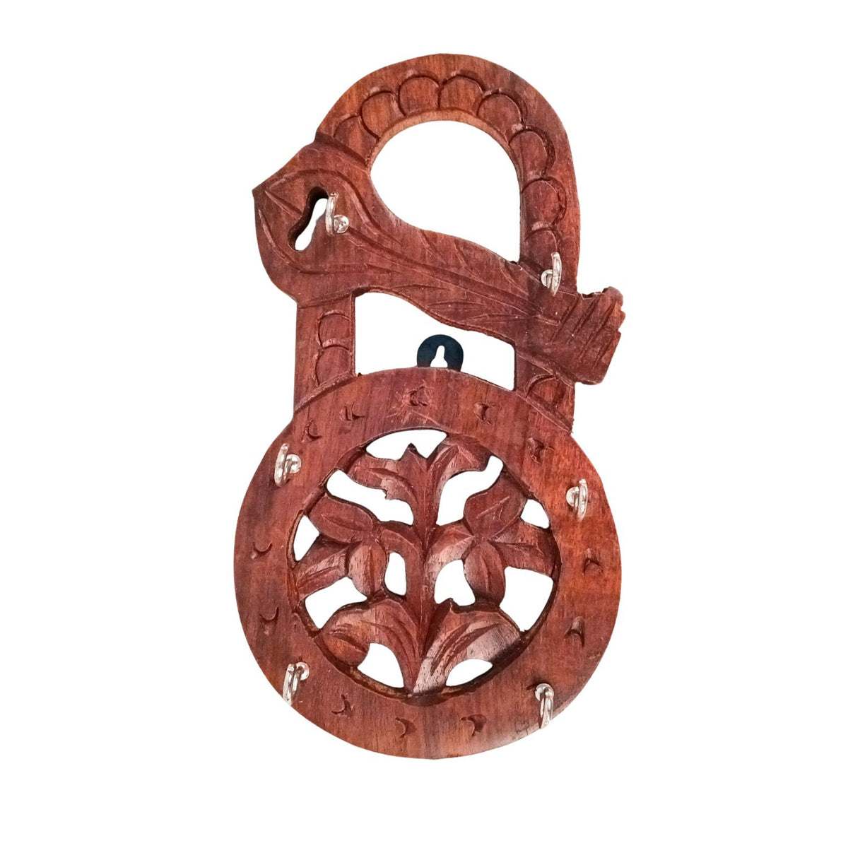 Wooden Key Holder Set of 3 - Lock Shape Wall Hooks