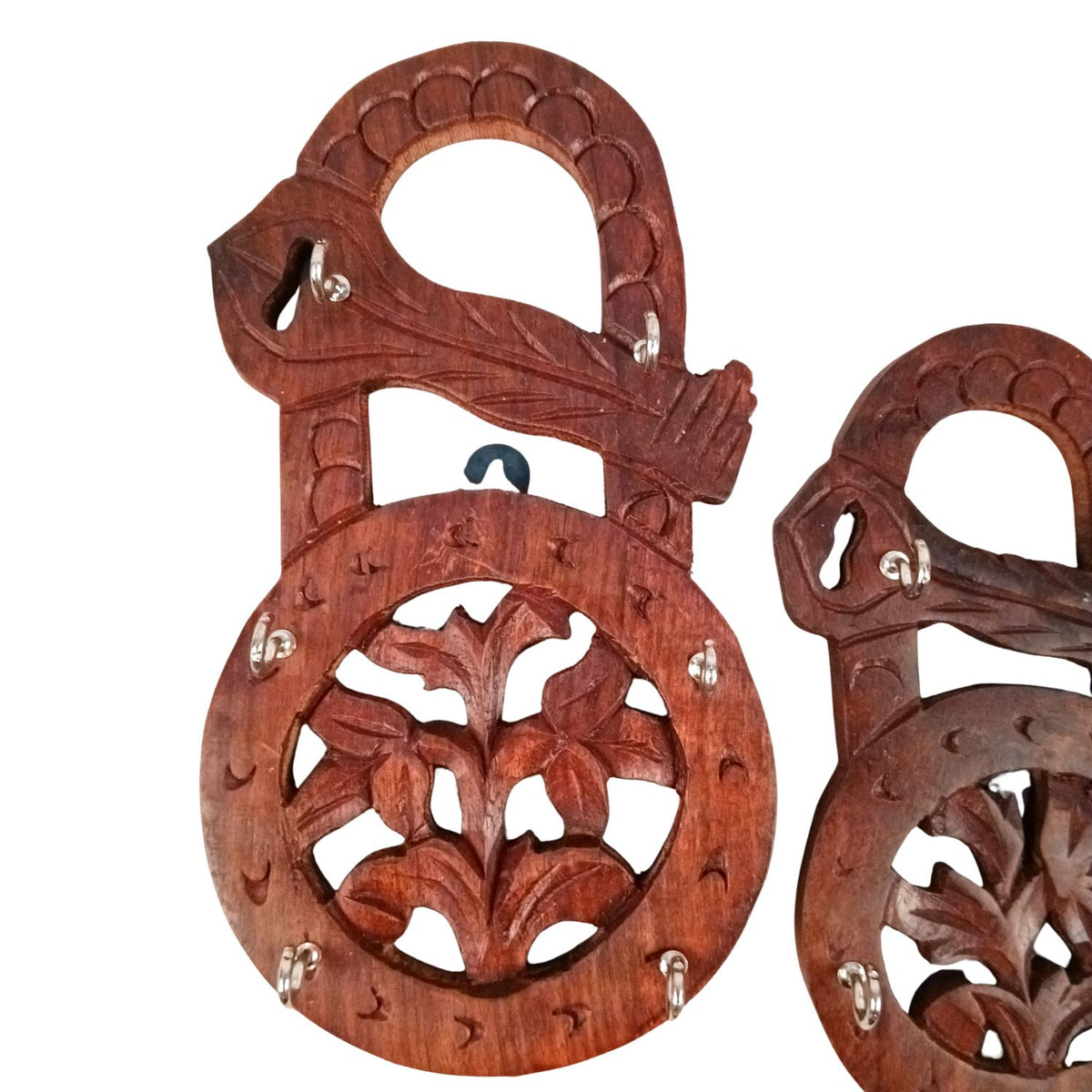 Wooden Key Holder Set of 3 - Lock Shape Wall Hooks