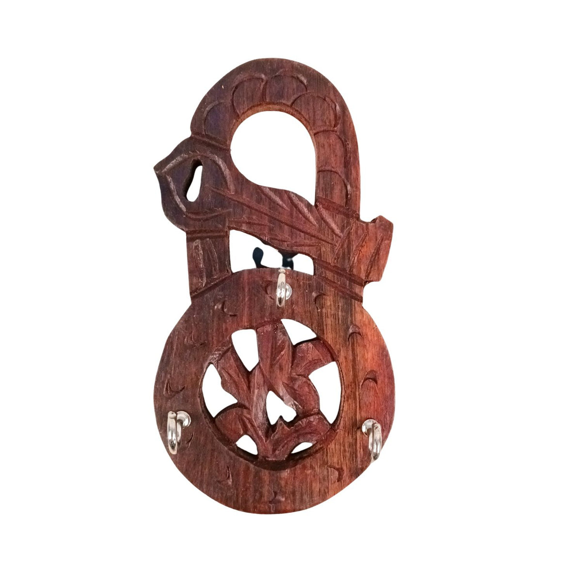 Wooden Key Holder Set of 3 - Lock Shape Wall Hooks