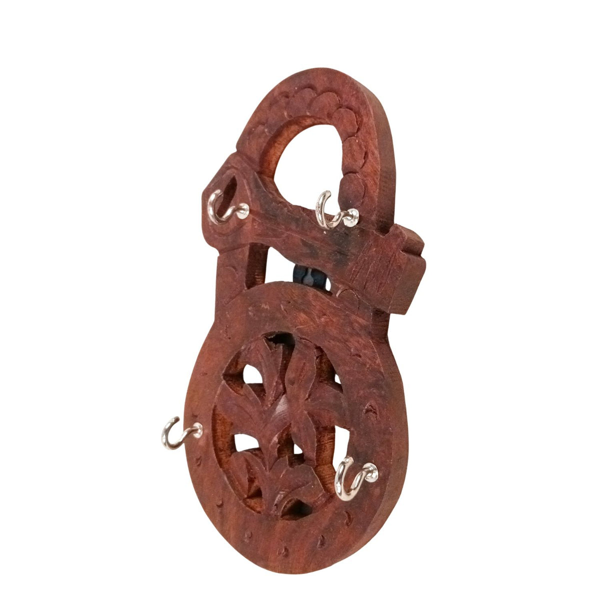 Wooden Key Holder Set of 3 - Lock Shape Wall Hooks