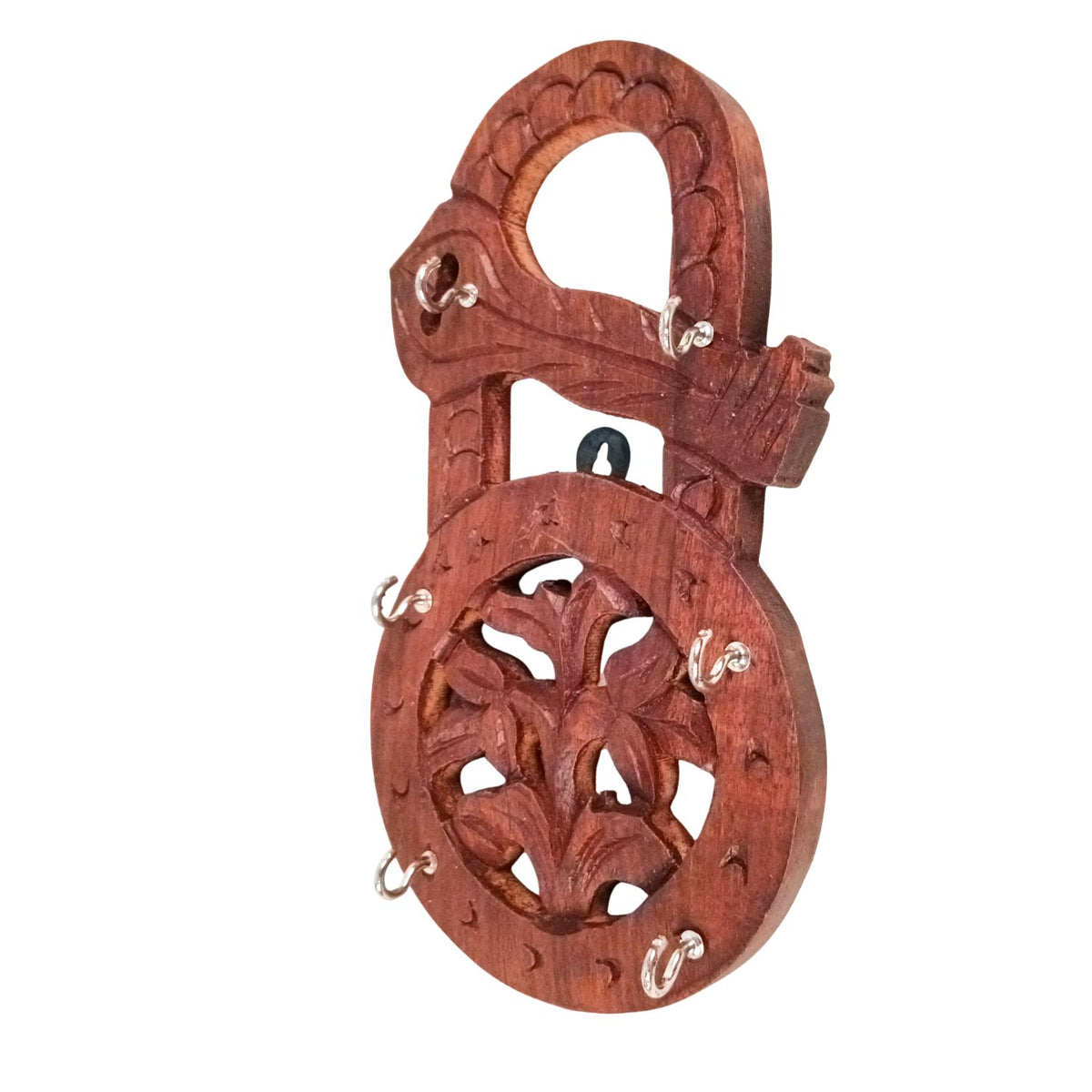 Wooden Key Holder Set of 3 - Lock Shape Wall Hooks