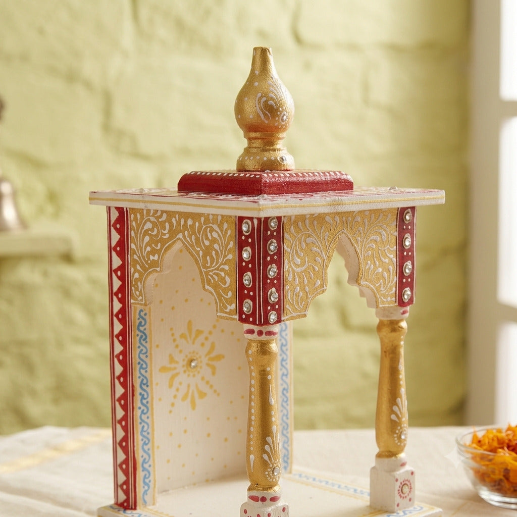 Wooden Home Temple | Wood Pooja Mandir for Home & Pooja Room – 12 Inch-Apkamart