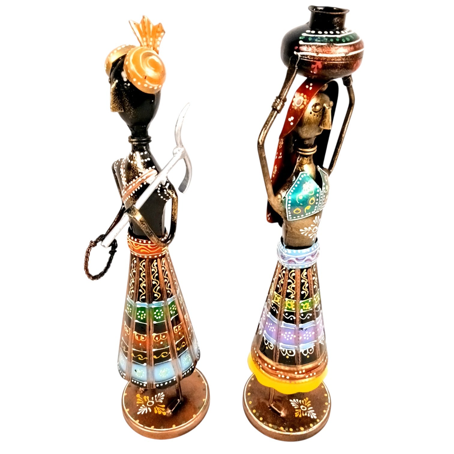 Worker Ladies Showpiece Set| Decorative Figurine for Home, Living Room & Office | Handcrafted Iron Statue & Table Showpiece for Gifting - 24 Inch (Set Of 2) - Apkamart
