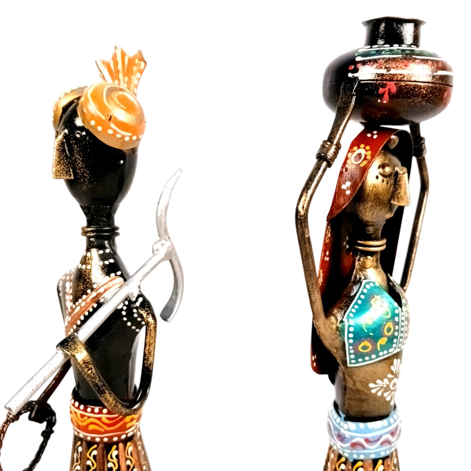Worker Ladies Showpiece Set| Decorative Figurine for Home, Living Room & Office | Handcrafted Iron Statue & Table Showpiece for Gifting - 24 Inch (Set Of 2) - Apkamart