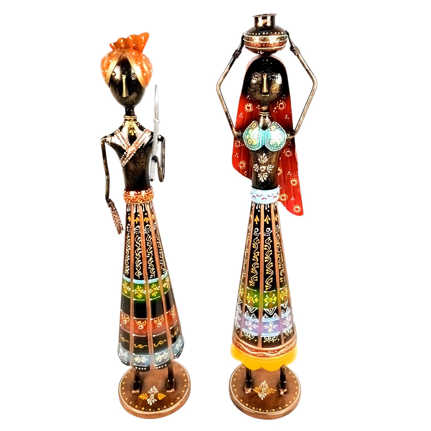 Worker Ladies Showpiece Set | Decorative Figurine for Home, Living Room & Office | Handcrafted Statue & Table Showpiece for Gifting & Interior Decoration - 14 Inch (Set Of 2) - Apkamart