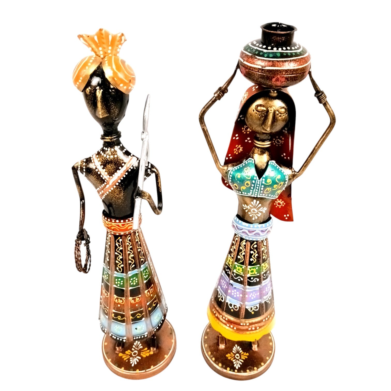 Worker Ladies Showpiece Set| Decorative Figurine for Home, Living Room & Office | Handcrafted Iron Statue & Table Showpiece for Gifting - 24 Inch (Set Of 2) - Apkamart