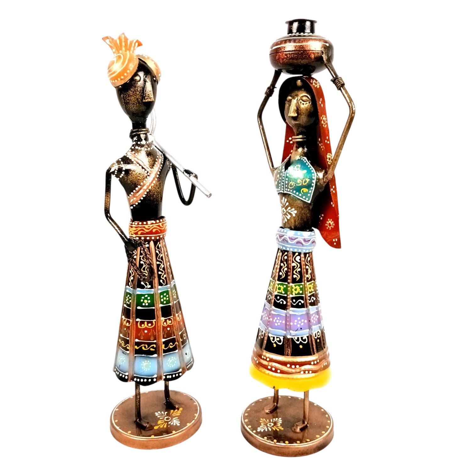 Worker Ladies Showpiece Set| Decorative Figurine for Home, Living Room & Office | Handcrafted Iron Statue & Table Showpiece for Gifting - 24 Inch (Set Of 2) - Apkamart