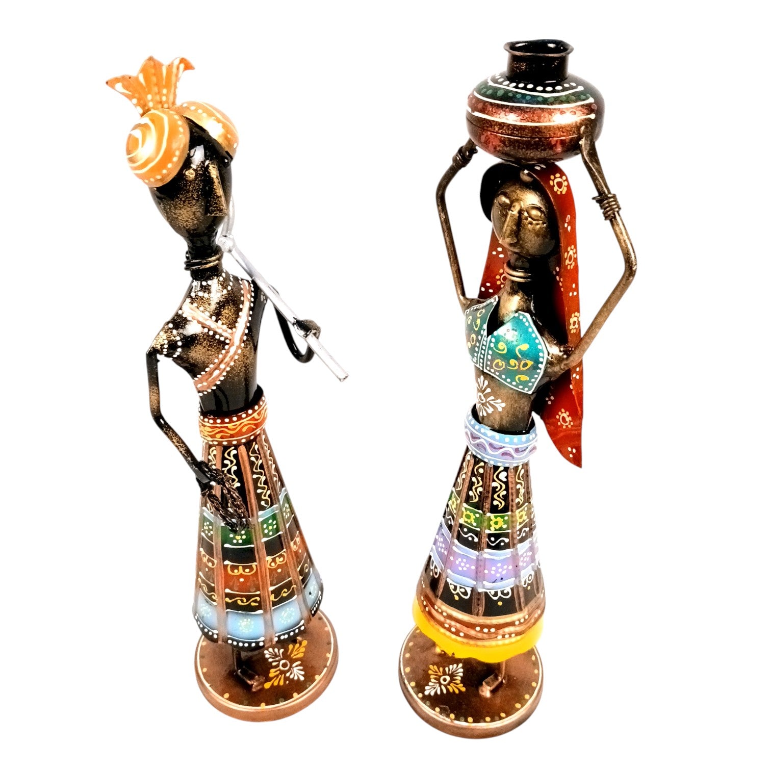 Worker Ladies Showpiece Set| Decorative Figurine for Home, Living Room & Office | Handcrafted Iron Statue & Table Showpiece for Gifting - 24 Inch (Set Of 2) - Apkamart
