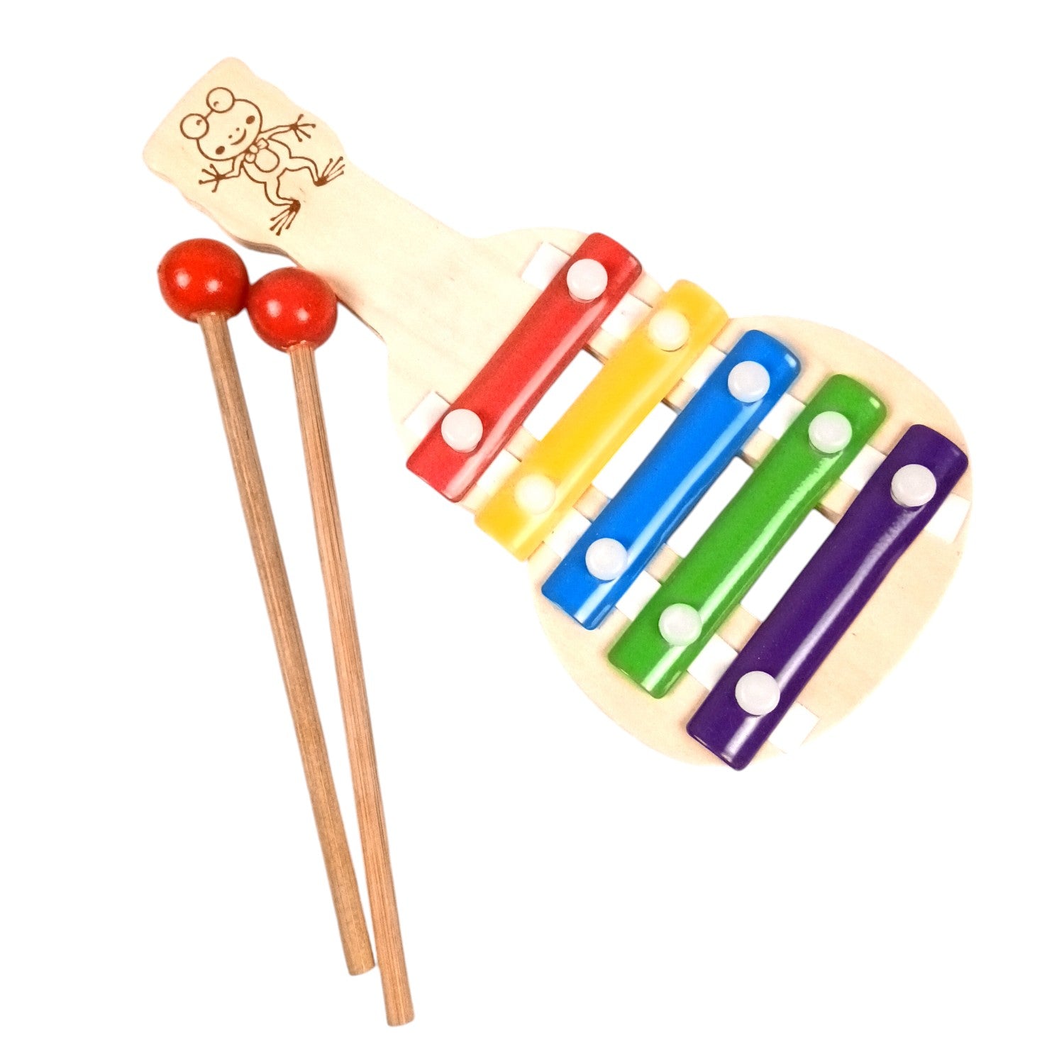 Wooden Xylophone Toy with 2 Mallets - 5 Note | Musical Instruments / Toys | Sound Learning - for Toddlers, Preschoolers, Boys, Girls, Christmas, Birthday Gift - 8 Inch - Apkamart