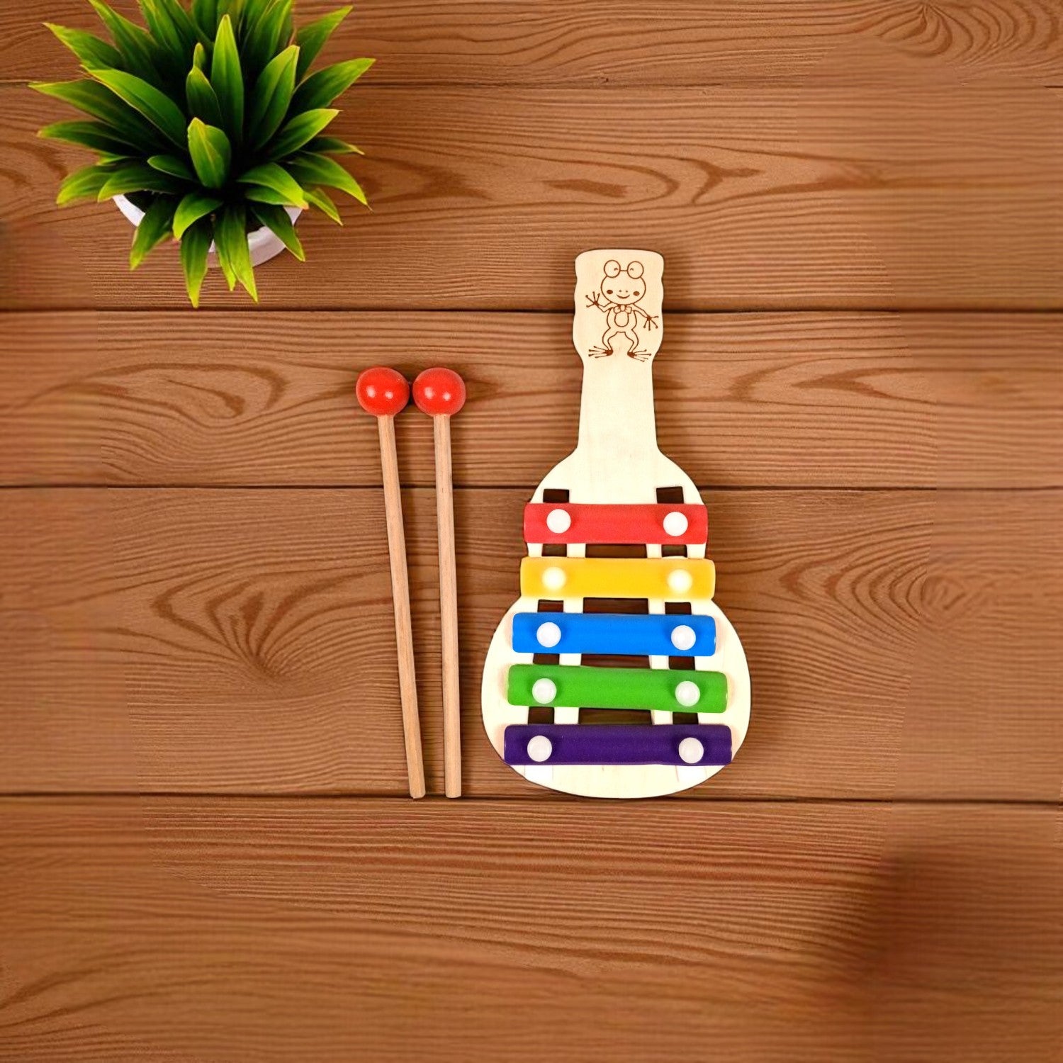 Wooden Xylophone Toy with 2 Mallets - 5 Note | Musical Instruments / Toys | Sound Learning - for Toddlers, Preschoolers, Boys, Girls, Christmas, Birthday Gift - 8 Inch - Apkamart