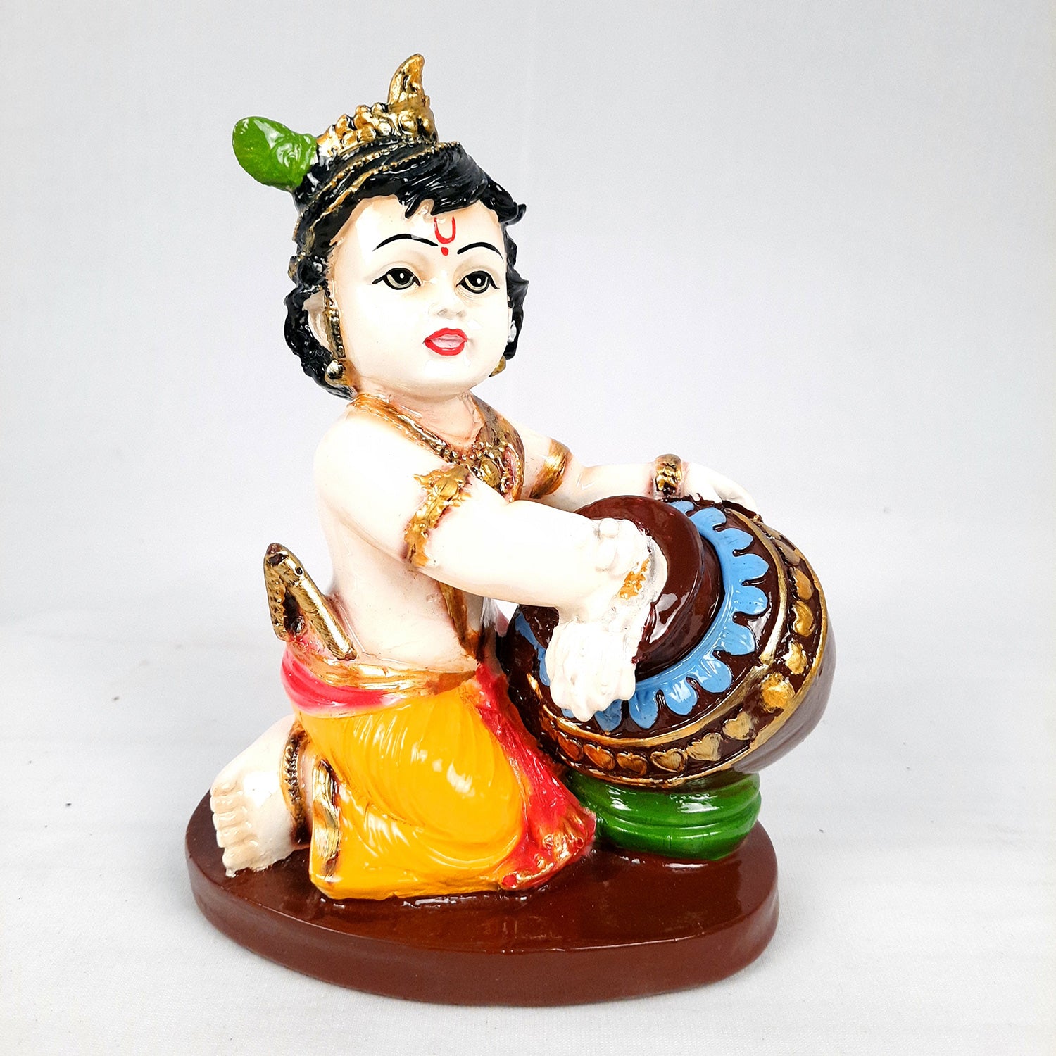 Bal Gopal Statue | Laddu Gopal Idol | Makhan Chor Baby Krishna Murti - for Pooja, Home, Office Decor & Gifts - 7 Inch - apkamart