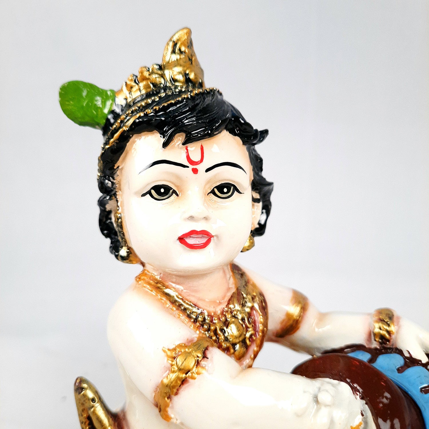 Bal Gopal Statue | Laddu Gopal Idol | Makhan Chor Baby Krishna Murti - for Pooja, Home, Office Decor & Gifts - 7 Inch - apkamart