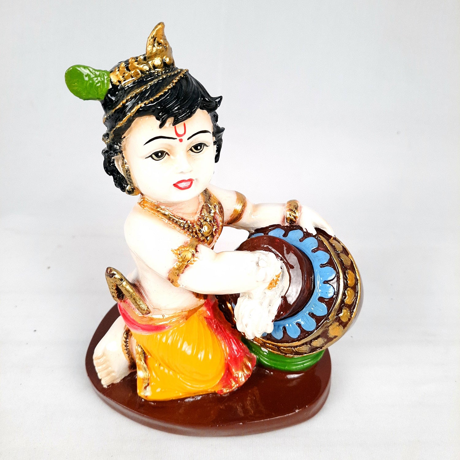 Bal Gopal Statue | Laddu Gopal Idol | Makhan Chor Baby Krishna Murti - for Pooja, Home, Office Decor & Gifts - 7 Inch - apkamart