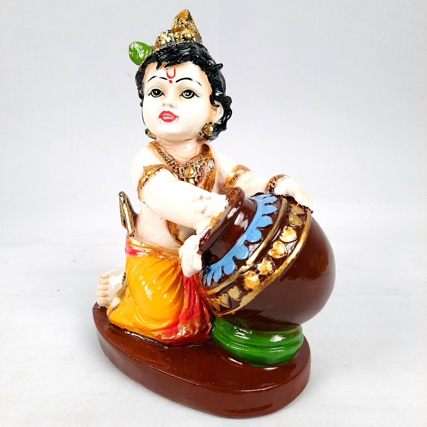 Bal Gopal Statue | Laddu Gopal Idol | Makhan Chor Baby Krishna Murti - for Pooja, Home, Office Decor & Gifts - 7 Inch - apkamart