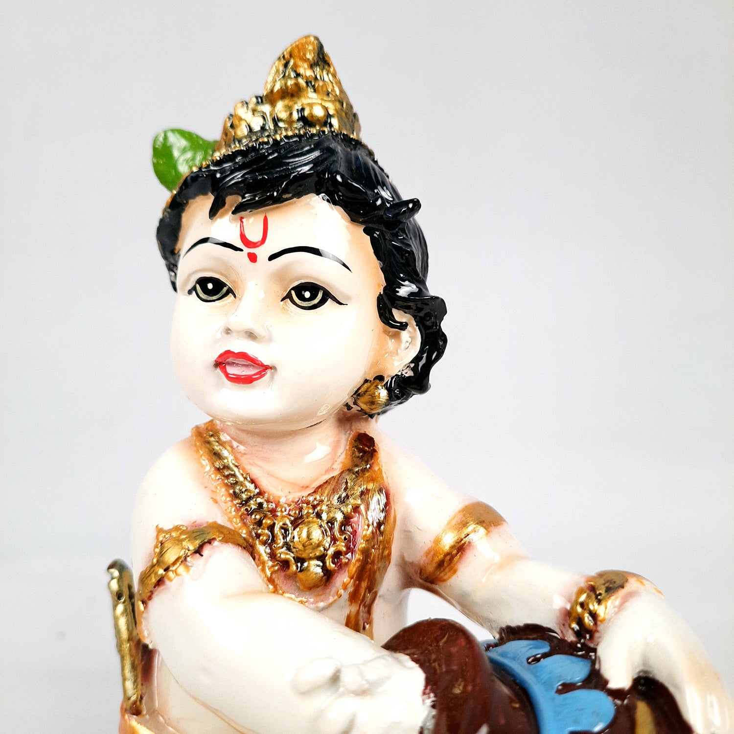 Bal Gopal Statue | Laddu Gopal Idol | Makhan Chor Baby Krishna Murti - for Pooja, Home, Office Decor & Gifts - 7 Inch - apkamart