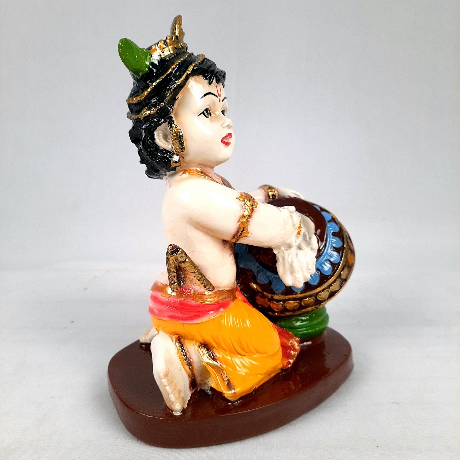 Bal Gopal Statue | Laddu Gopal Idol | Makhan Chor Baby Krishna Murti - for Pooja, Home, Office Decor & Gifts - 7 Inch - apkamart