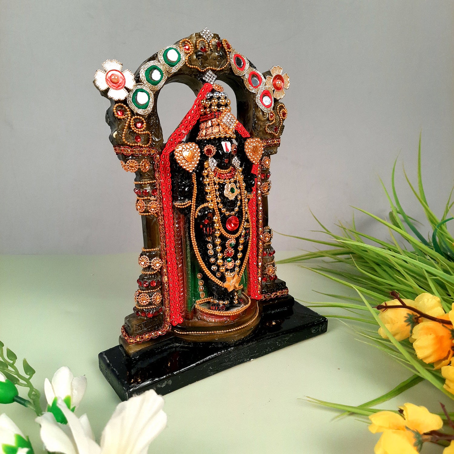 Lord Tirupati Balaji Statue | Shri Venkateswara Swami Idol Murti - for Home & Wall Decor, Living Room, Office & Gifts - 10 Inch - apkamart