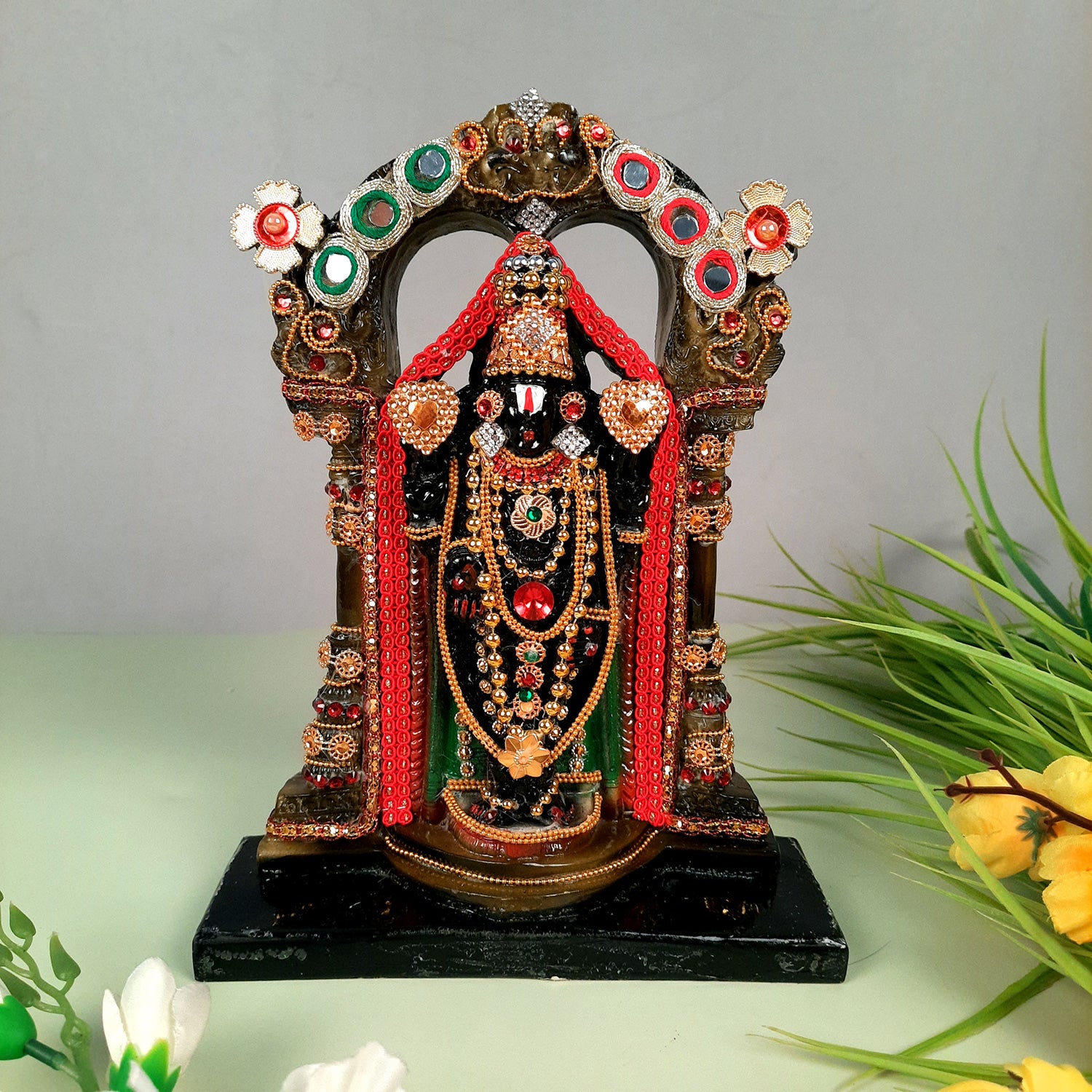 Lord Tirupati Balaji Statue | Shri Venkateswara Swami Idol Murti - for Home & Wall Decor, Living Room, Office & Gifts - 10 Inch - apkamart