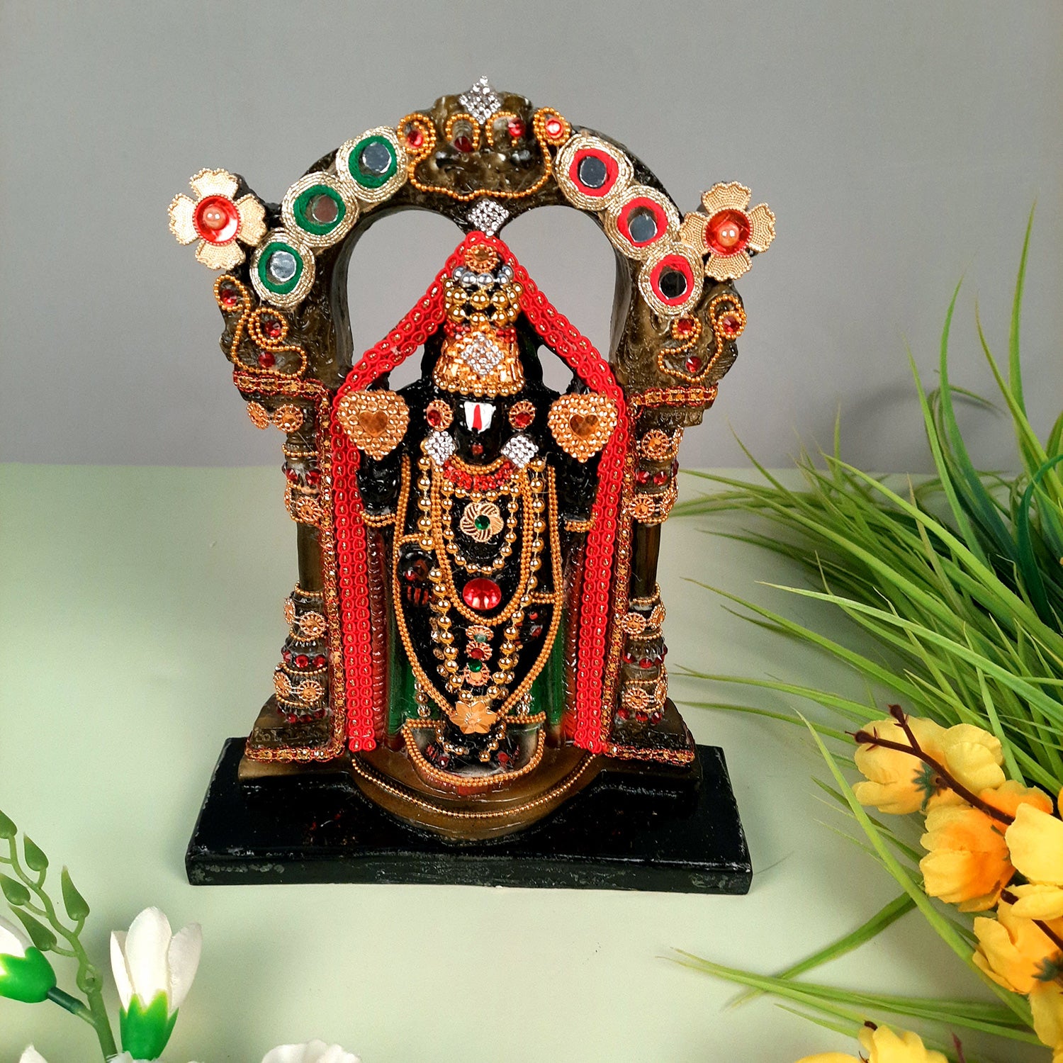 Lord Tirupati Balaji Statue | Shri Venkateswara Swami Idol Murti - for Home & Wall Decor, Living Room, Office & Gifts - 10 Inch - apkamart