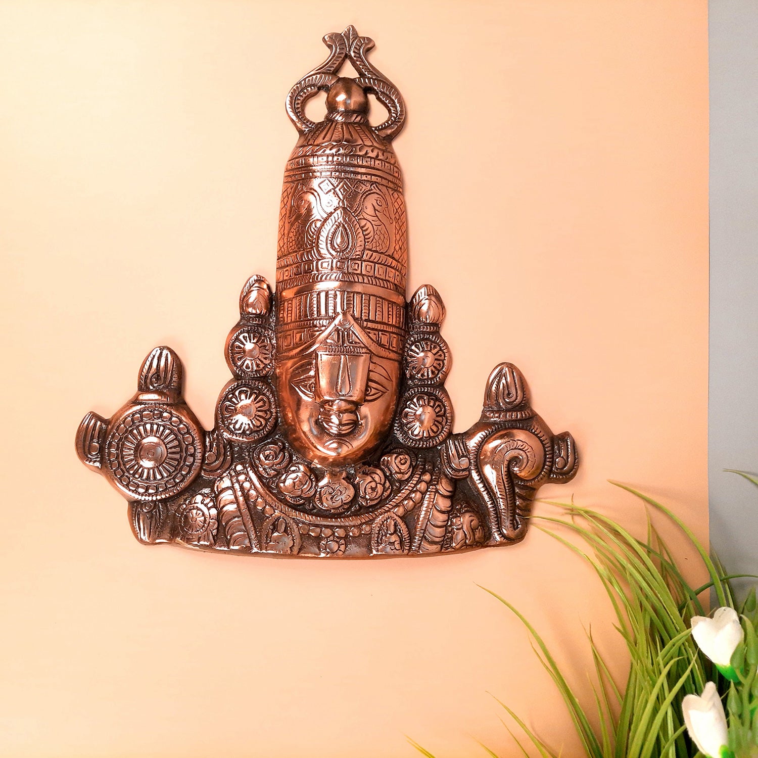 Lord Balaji Wall Hanging Idol | Shri Venkateswara Swami Wall Statue | Tirupati Balaji Wall Hanging Murti - for Home, Living Room, Office, Puja & Gift - 14 inch - apkamart