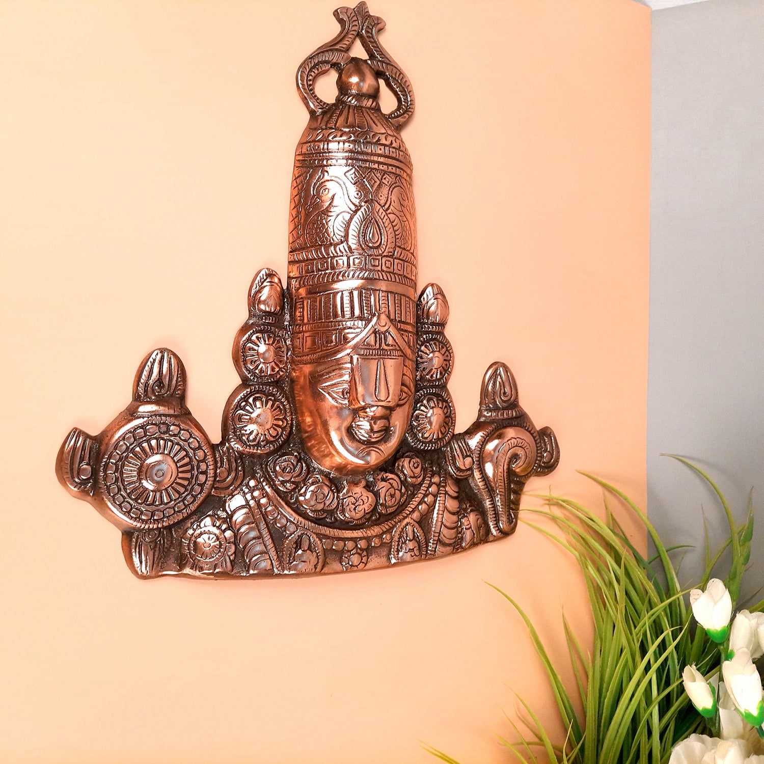 Lord Balaji Wall Hanging Idol | Shri Venkateswara Swami Wall Statue | Tirupati Balaji Wall Hanging Murti - for Home, Living Room, Office, Puja & Gift - 14 inch - apkamart