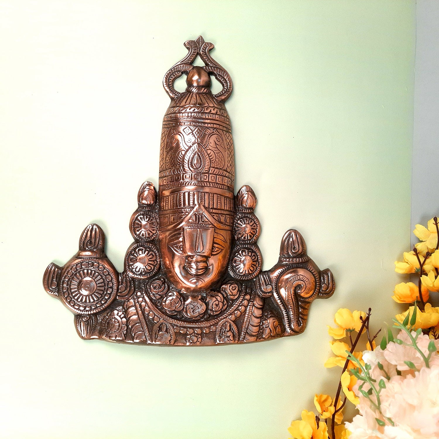 Lord Balaji Wall Hanging Idol | Shri Venkateswara Swami Wall Statue | Tirupati Balaji Wall Hanging Murti - for Home, Living Room, Office, Puja & Gift - 14 inch - apkamart