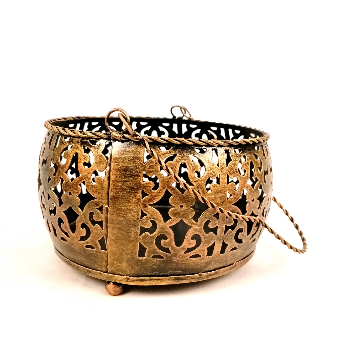 Decorative Metal Basket / Multipurpose Tokri With Handle - for Fruits, Puja, Flower | For Gift Hamper For Home Decor - 7 Inch - Apkamart #Size_Small