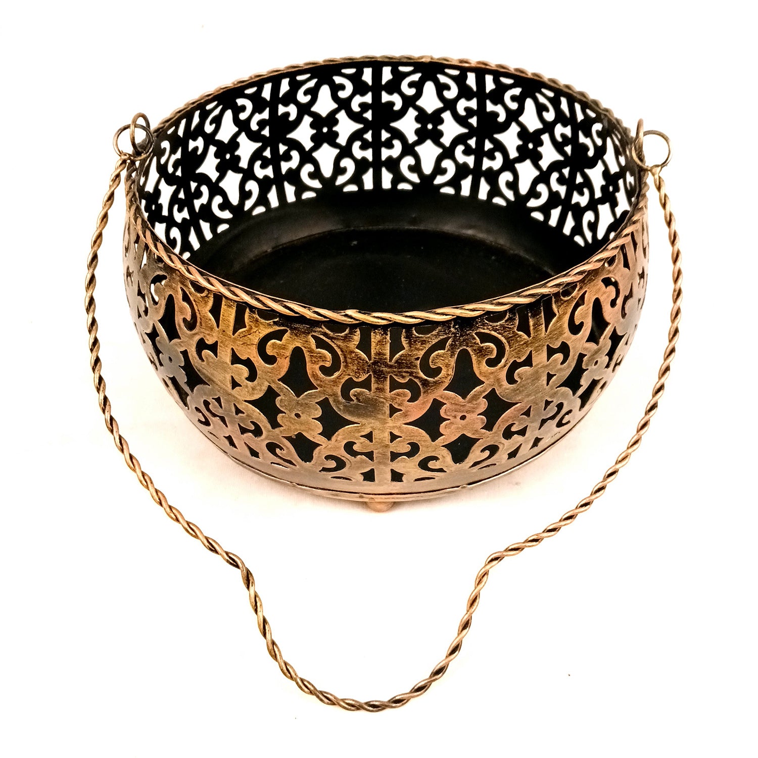 Decorative Metal Basket / Multipurpose Tokri With Handle - for Fruits, Puja, Flower | For Gift Hamper For Home Decor - 7 Inch - Apkamart #Size_Medium