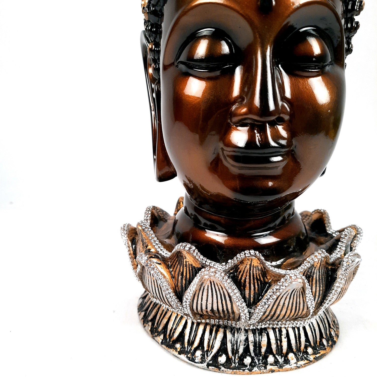 Buddha Head Statue | Lord Gautam Buddha Face Idol Showpiece - For Living room, Home, Table, Shelf, Office Decor & Gift - 13 Inch