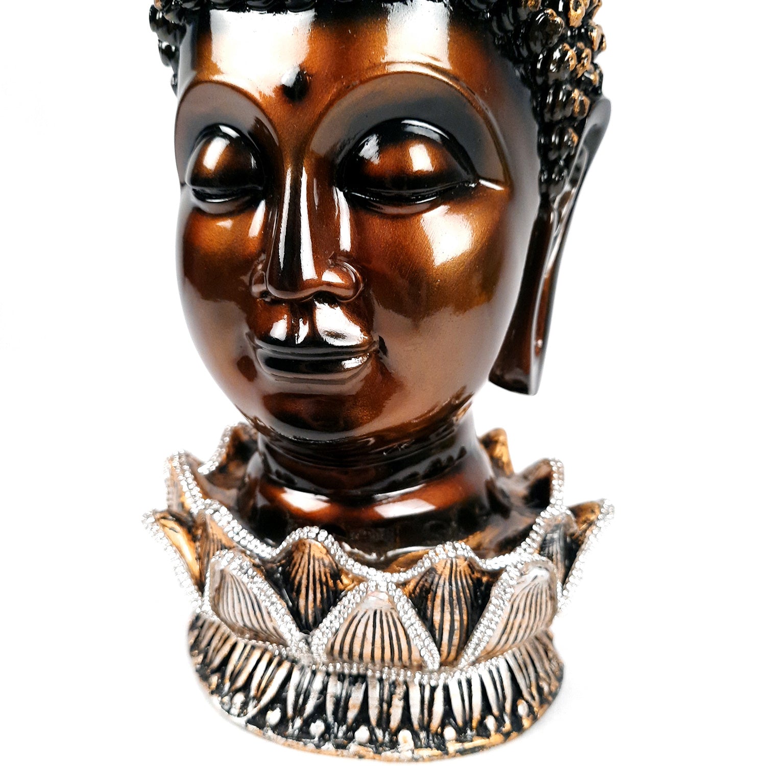 Buddha Head Statue | Lord Gautam Buddha Face Idol Showpiece - For Living room, Home, Table, Shelf, Office Decor & Gift - 13 Inch