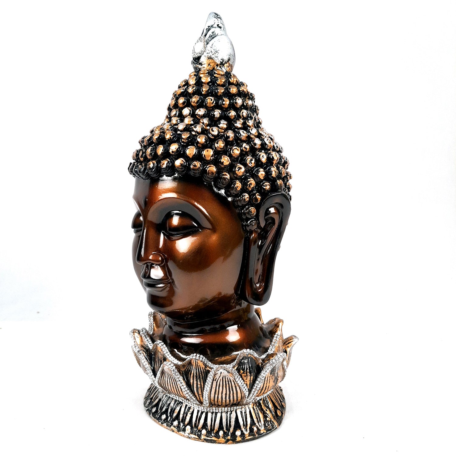 Buddha Head Statue | Lord Gautam Buddha Face Idol Showpiece - For Living room, Home, Table, Shelf, Office Decor & Gift - 13 Inch