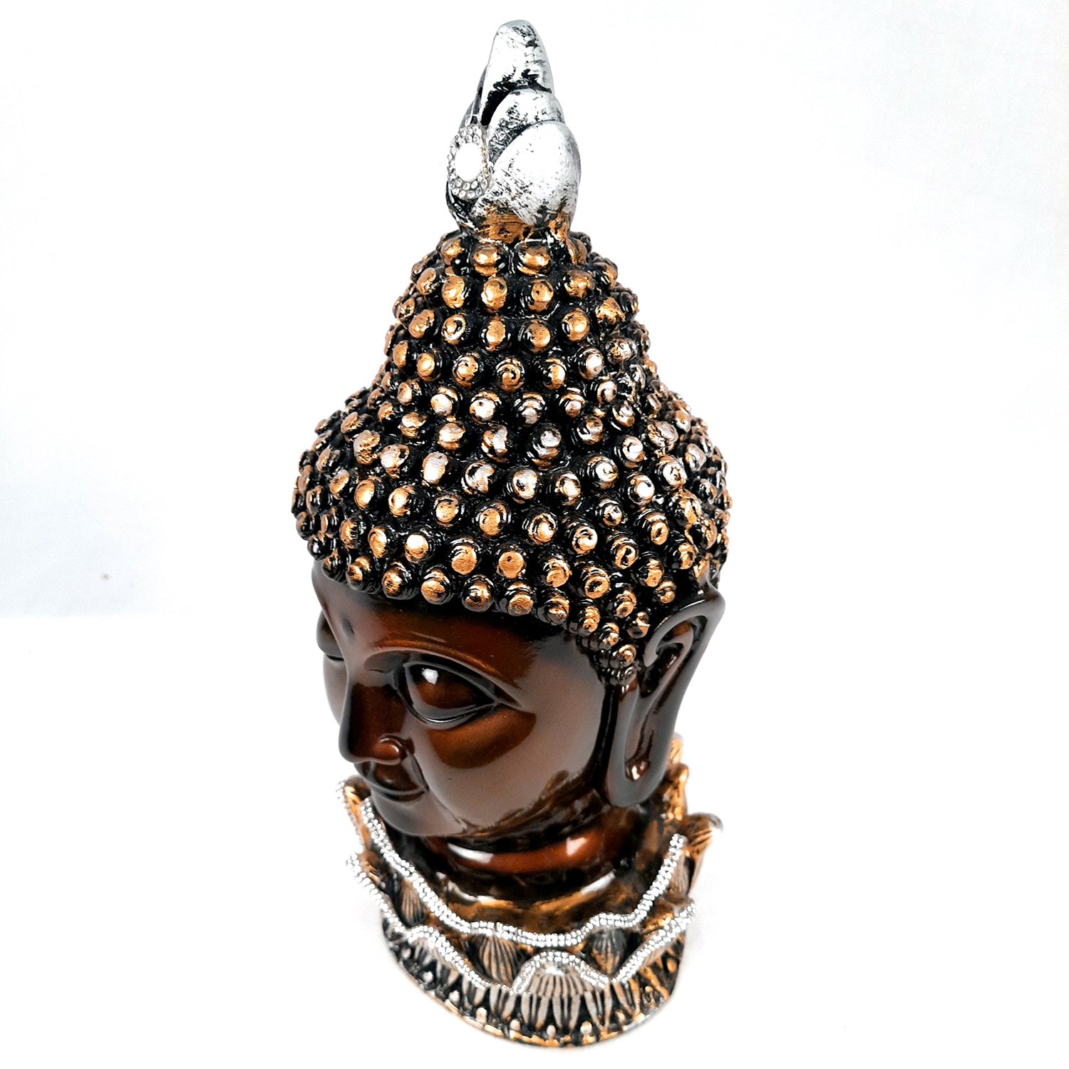 Buddha Head Statue | Lord Gautam Buddha Face Idol Showpiece - For Living room, Home, Table, Shelf, Office Decor & Gift - 13 Inch