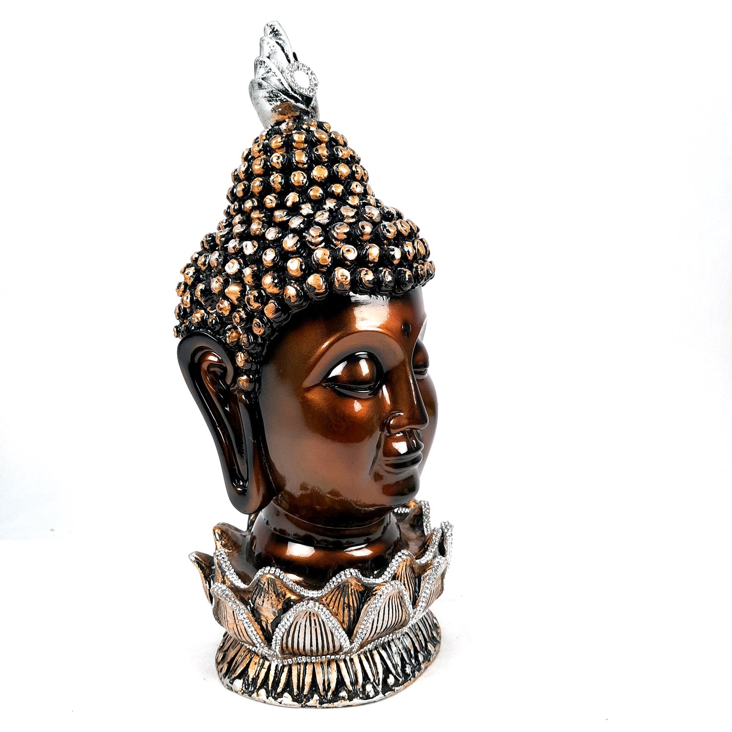 Buddha Head Statue | Lord Gautam Buddha Face Idol Showpiece - For Living room, Home, Table, Shelf, Office Decor & Gift - 13 Inch