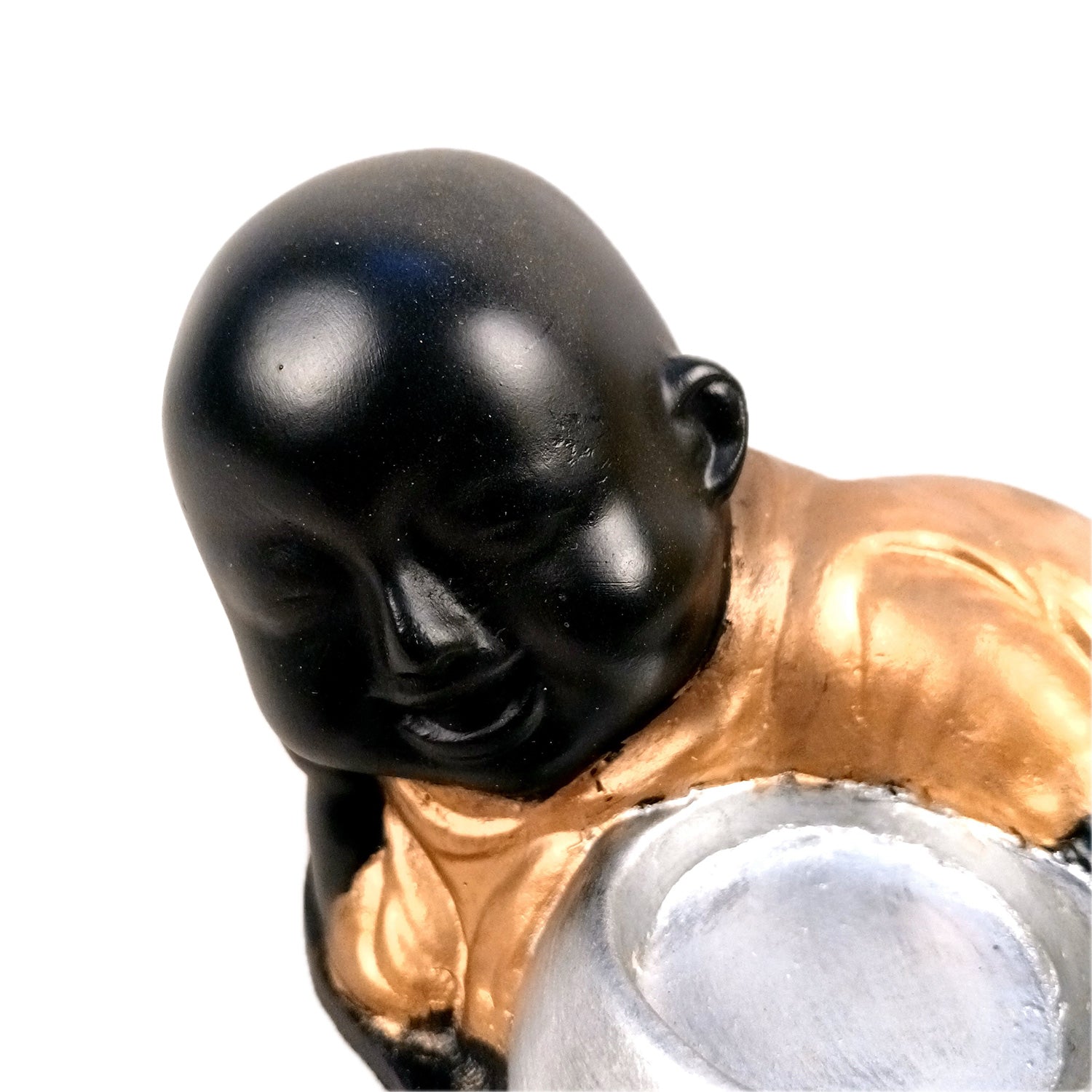 Buddha Showpiece With Tea Light Holder | baby Monk T - Light Candle Stand - for Living Room, Table, Shelf Decor | Home Decorative Item - 4 Inch - Apkamart #Style_Pack Of 1