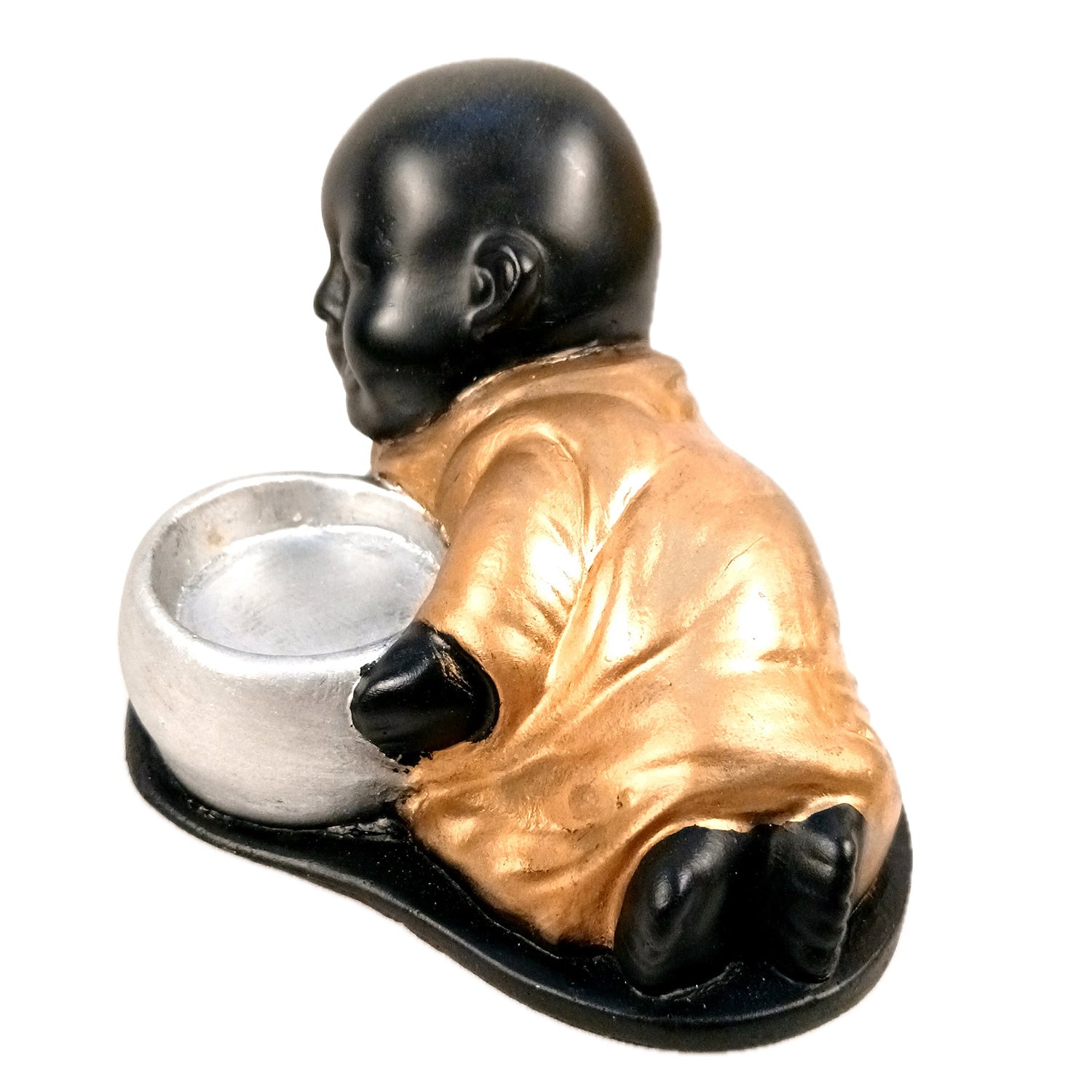 Buddha Showpiece With Tea Light Holder | baby Monk T - Light Candle Stand - for Living Room, Table, Shelf Decor | Home Decorative Item - 4 Inch - Apkamart #Style_Pack Of 1