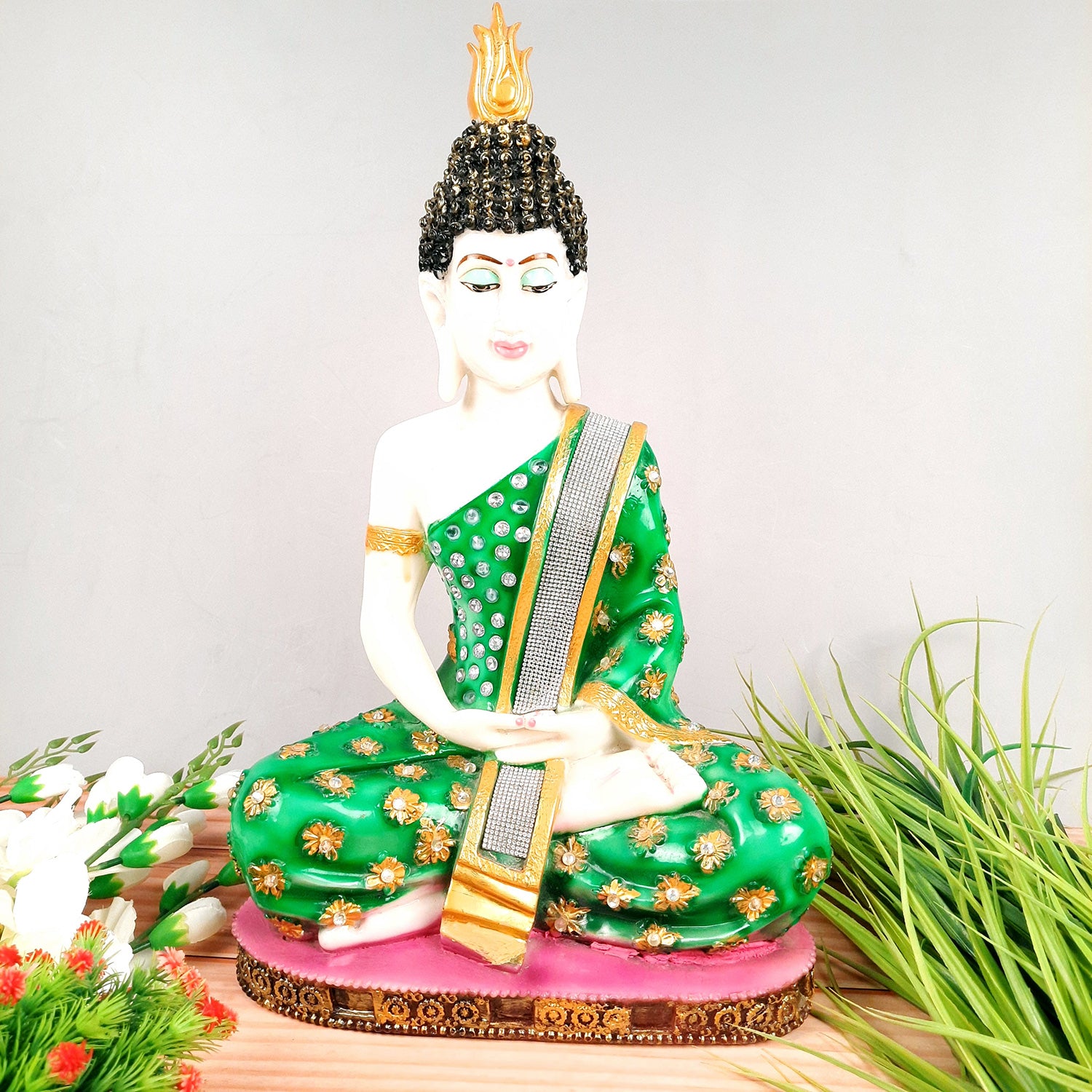 Buddha Statue | Lord Gautam Buddha in Meditation Idol Showpiece - For Living room, Home, Table, Shelf, Office Decor & Gift - 18 Inch - Apkamart