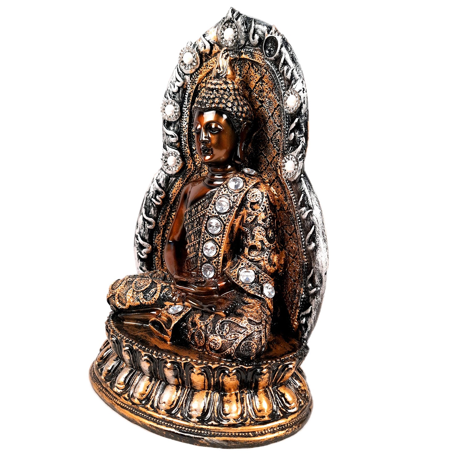 Buddha Showpiece | Lord Buddha Meditating Idol Statue - For Living room, Home, Table, Shelf, Office Decor - 12 Inch - apkamart