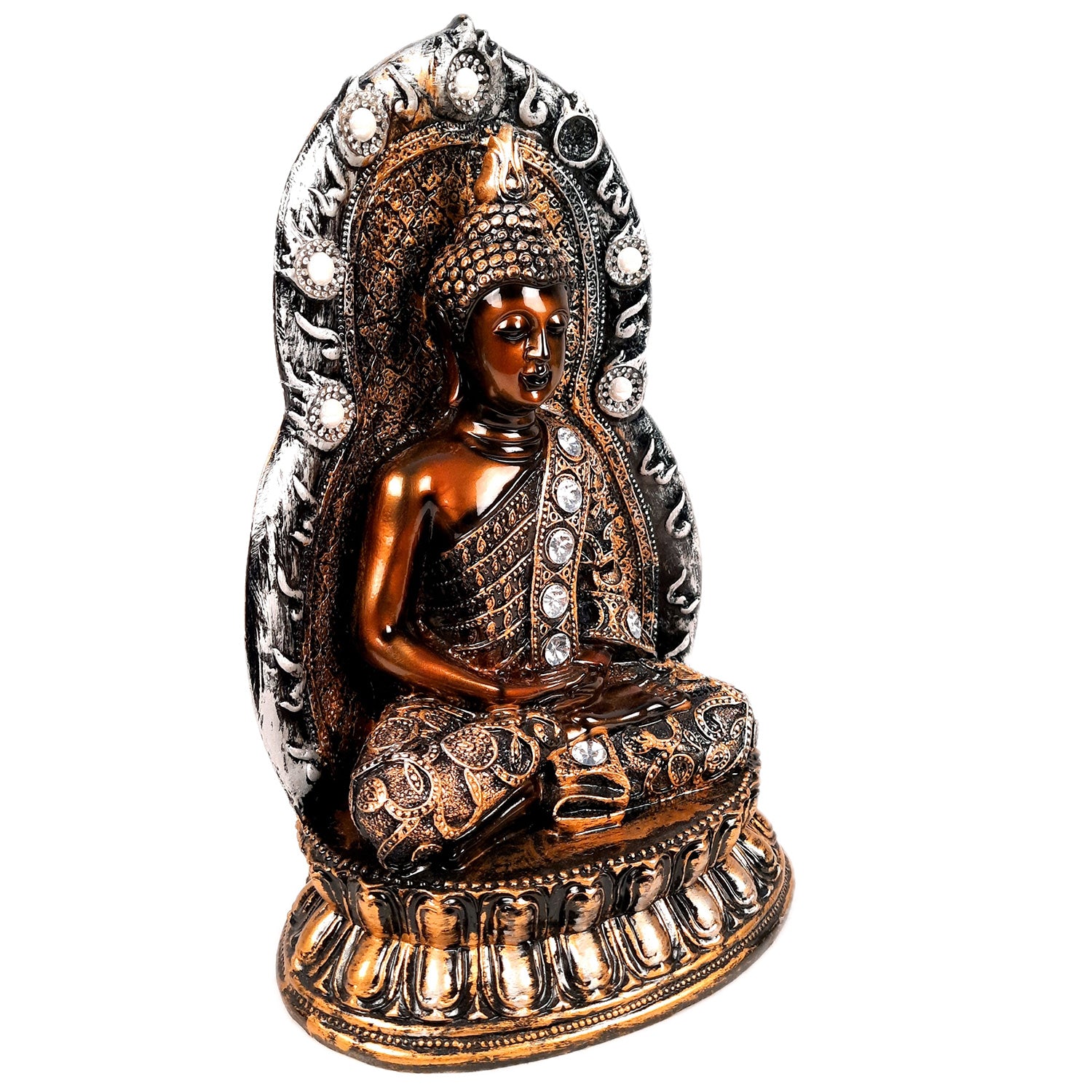 Buddha Showpiece | Lord Buddha Meditating Idol Statue - For Living room, Home, Table, Shelf, Office Decor - 12 Inch - apkamart