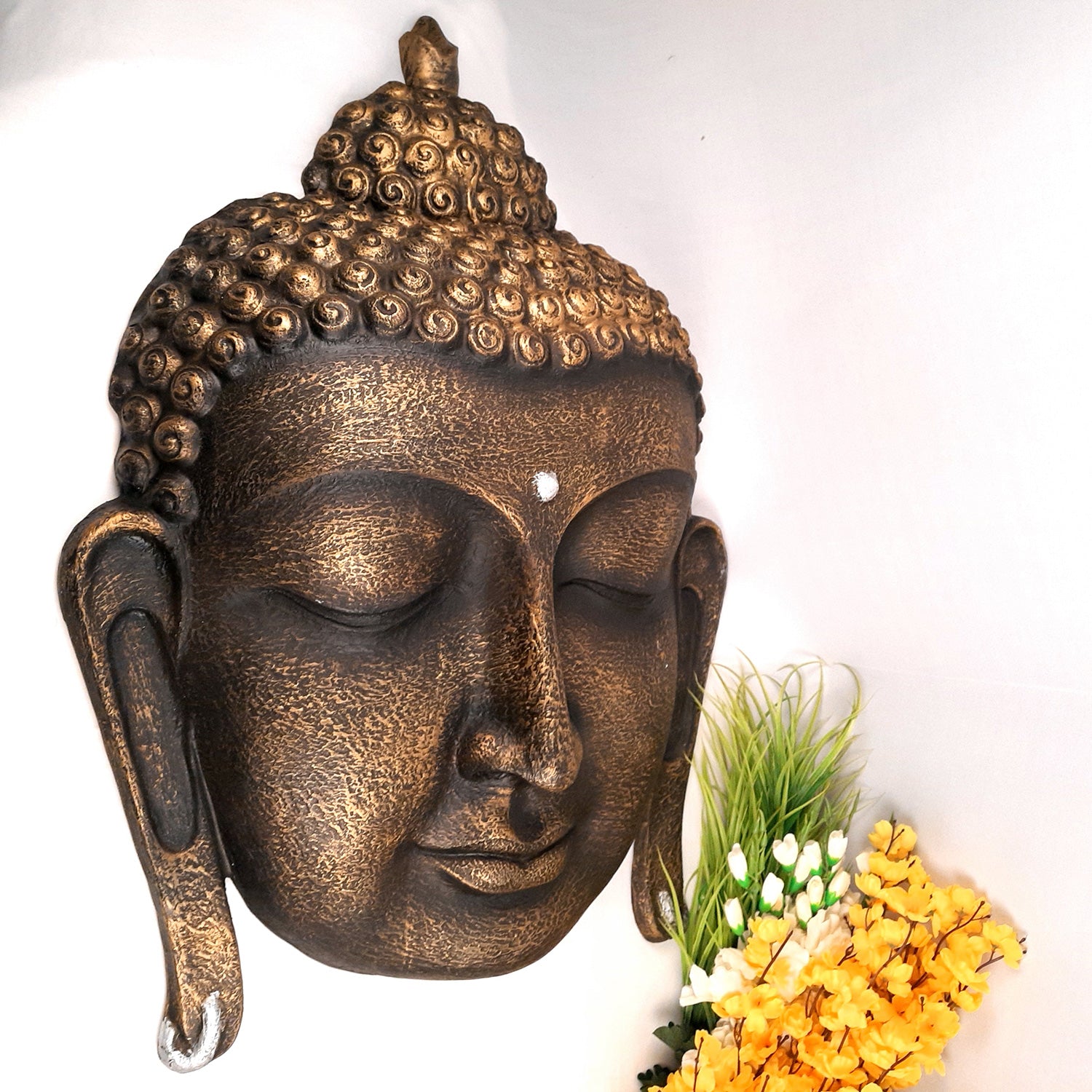 Buddha Face Wall Hanging | Big Buddha Wall decor - For Living Room, Home Decor & Gifts - 37 Inch - apkamart