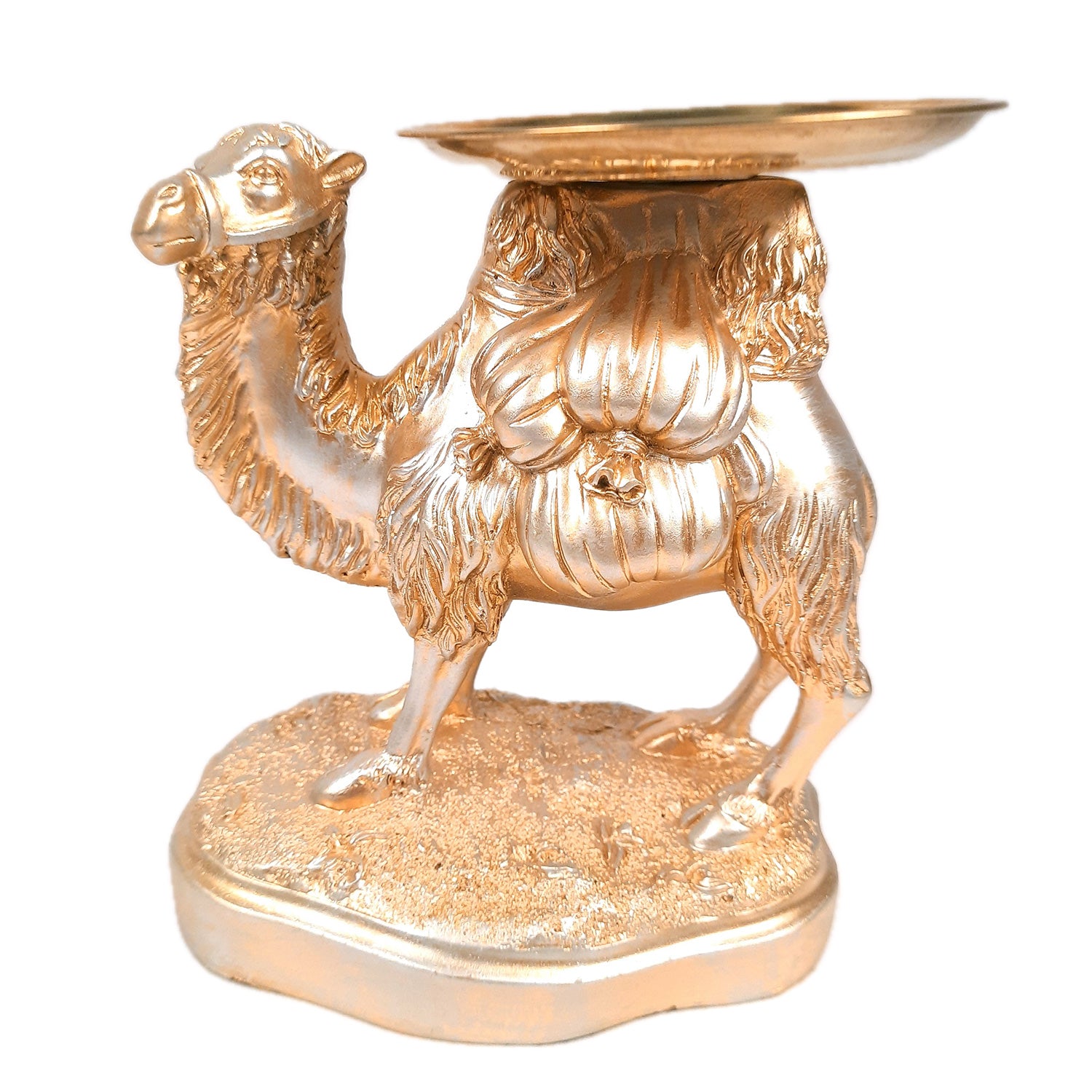 Camel Showpiece With Detachable Tray | Camel Statue | Decorative Items - for Home, Table, Living Room, Corner Decor & Gifts - 8 Inch - Apkamart #Color_Golden