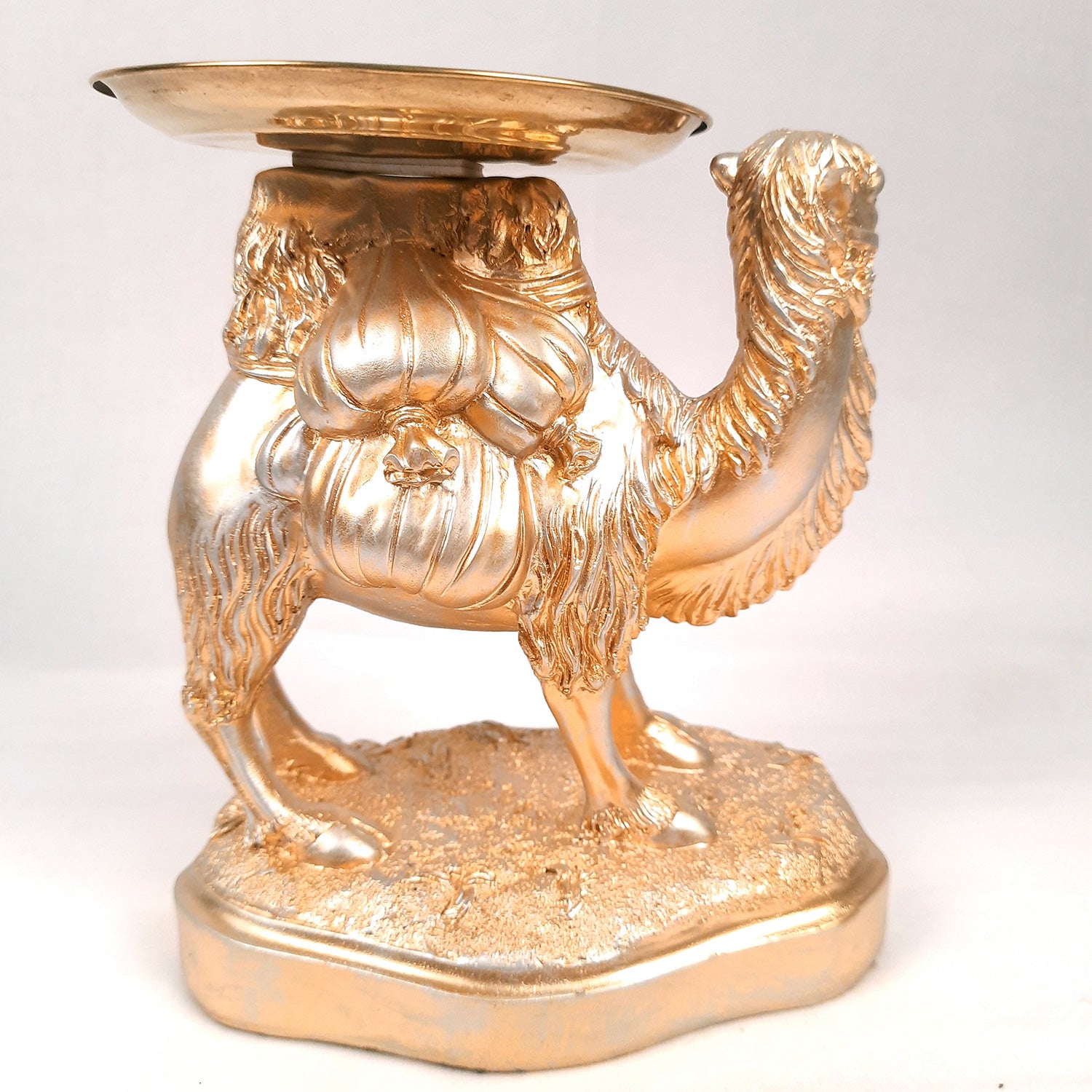 Camel Showpiece With Detachable Tray | Camel Statue | Decorative Items - for Home, Table, Living Room, Corner Decor & Gifts - 8 Inch - Apkamart #Color_Golden