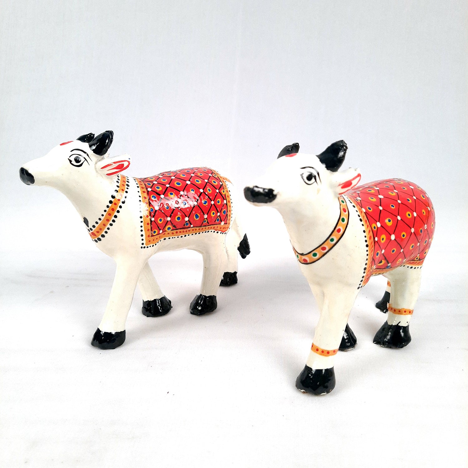 Cow Showpiece | Kamdhenu Cow Statue Figurine - for Puja, Home, Table, Shelf, Living Room Decor, Gifts - 5 Inch - apkamart