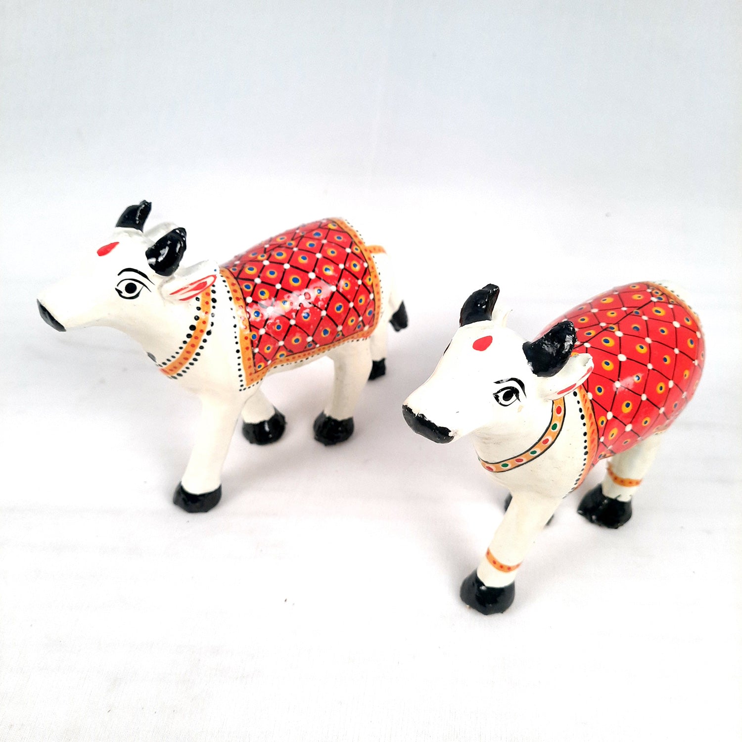 Cow Showpiece | Kamdhenu Cow Statue Figurine - for Puja, Home, Table, Shelf, Living Room Decor, Gifts - 5 Inch - apkamart