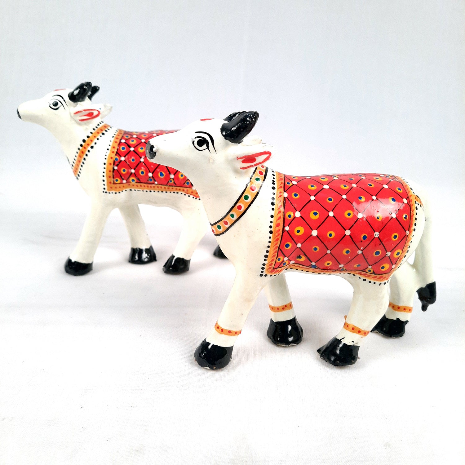 Cow Showpiece | Kamdhenu Cow Statue Figurine - for Puja, Home, Table, Shelf, Living Room Decor, Gifts - 5 Inch - apkamart